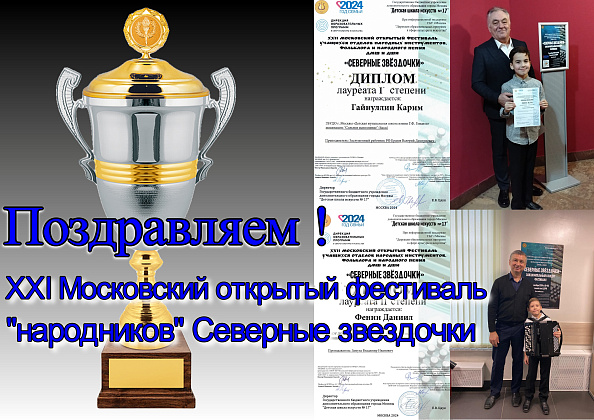 Лауреаты ДМШ Генделя ХХII Московского открытого фестиваля «народников» ДМШ и ДШИ "Северные звёздочки"